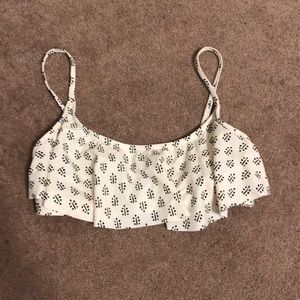 White and Black ruffle bathing suit top